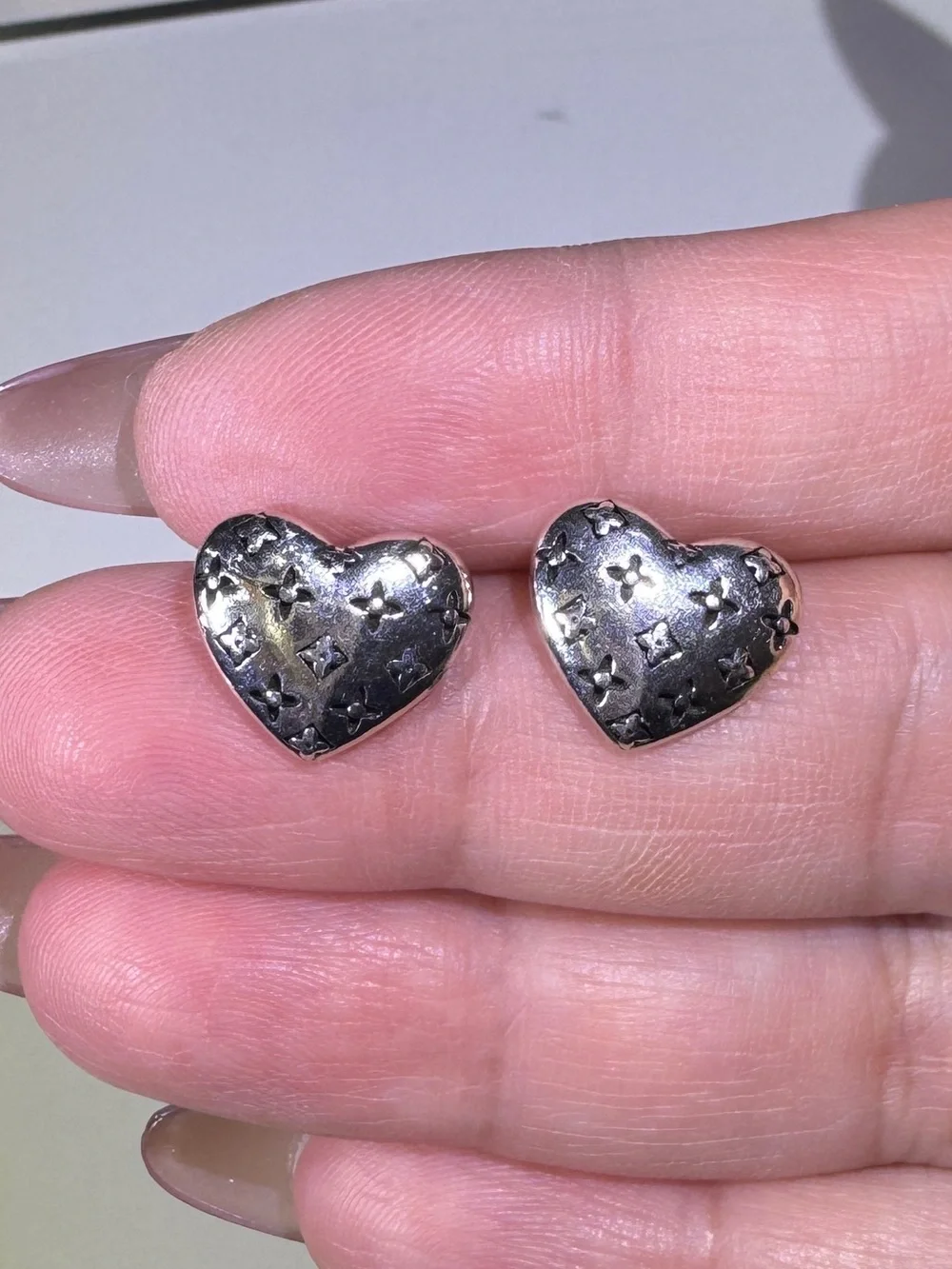 S925 Posts Puffy Heart Floral Stud Earrings